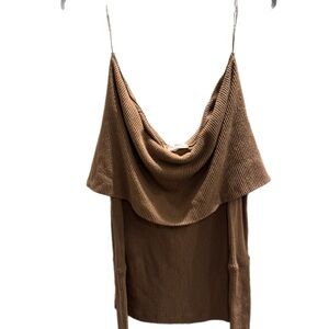 We The Free Off-the-Shoulder Brown Sweater